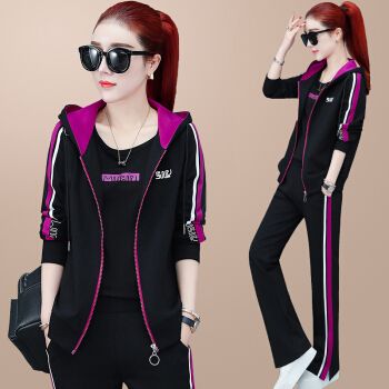 衣捷路 品牌阔腿裤运动服套装女三件套春秋季新款时尚休闲女装卫衣大