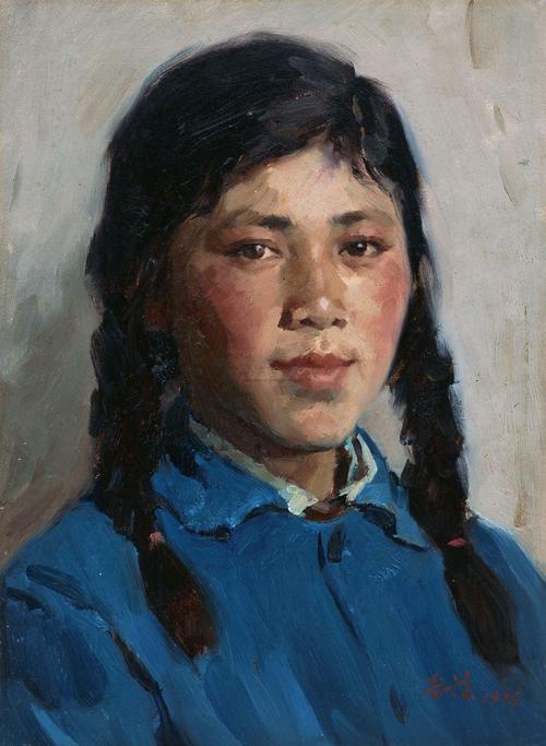 20331976年作延安的女学生纸板油画