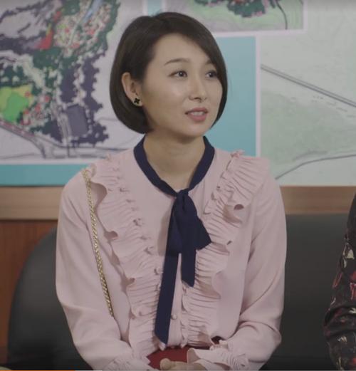 乡村春爱情荷叶10丁宁梁红同款上衣蝴蝶结粉色边百搭大码欧美衬衫