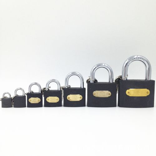 厂家直供三环铁挂锁铜芯长梁通开互开仓库大门宿舍门锁防盗小锁头