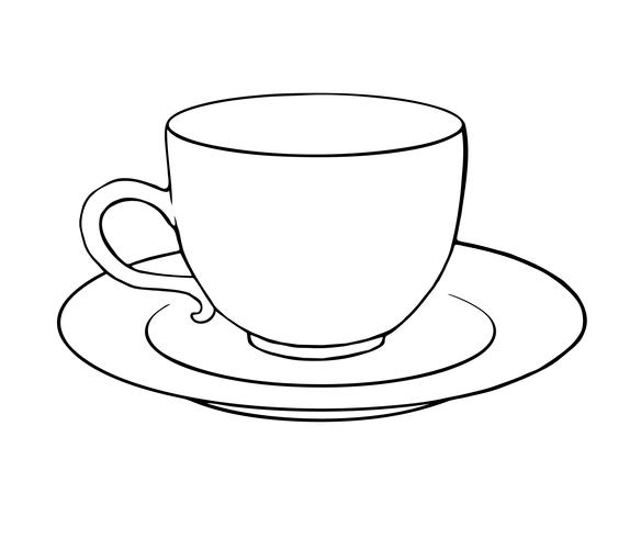 tea cup black and white clipart