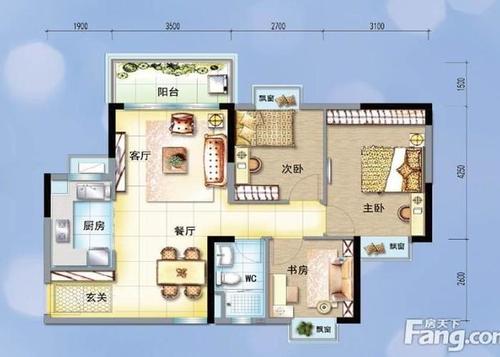 东莞3室2厅1卫83㎡-时代华庭户型图-买房大师