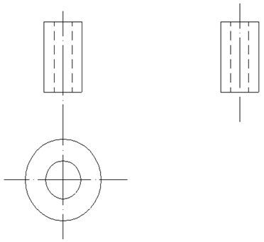 [问答题,简答题] 绘图题:画出空心圆柱三视图.
