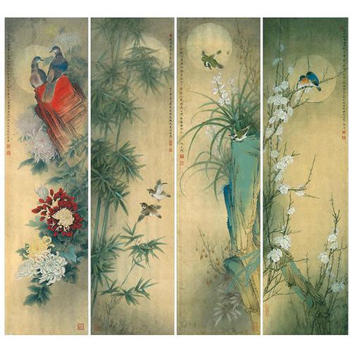 四条屏李晓明工笔画白描稿多种白描尺寸可选梅兰竹菊ka32