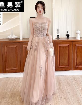 小个子伴娘服香槟色结婚姐妹团仙气长款婚礼主持毕业平时可穿晚礼服裙