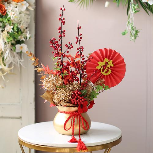 年宵花发财果花艺盆栽仿真花卉客厅室内装饰观花盆景