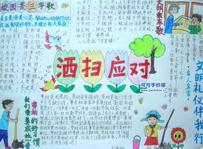 洒扫应对手抄报素材