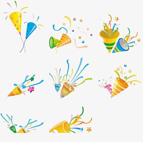 彩炮礼花烟花星星礼花简笔画