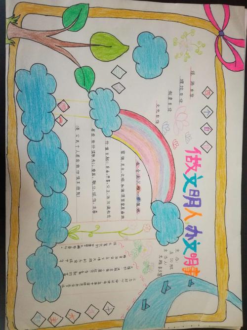 创文明城市 做文明学生 —— 五年级手抄报