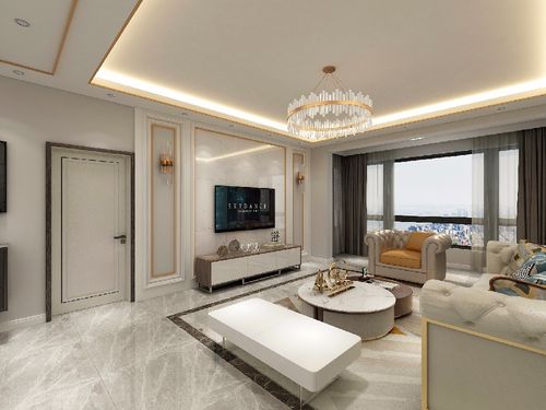 茶几和电视背景墙 客厅主灯的呼应