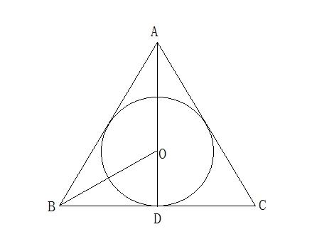 如图⊙o为等边三角形的内切圆,三角形的边长为4根号三