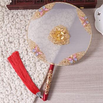 中式婚礼团扇古风扇子新娘金色秀禾服diy赘婿宋轶结婚扇同款国色天香