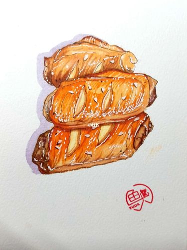 【水彩日常】鸡翅_水彩画_鸡翅_水彩_文化_绘画