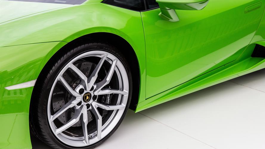绿色兰博基尼超级跑车车轮4k