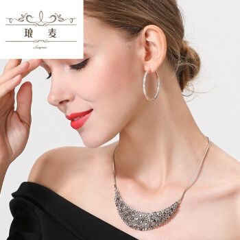 京选臻品夸张水钻大耳环简约耳圈圆圈耳坠个性潮人欧美时尚耳饰品女