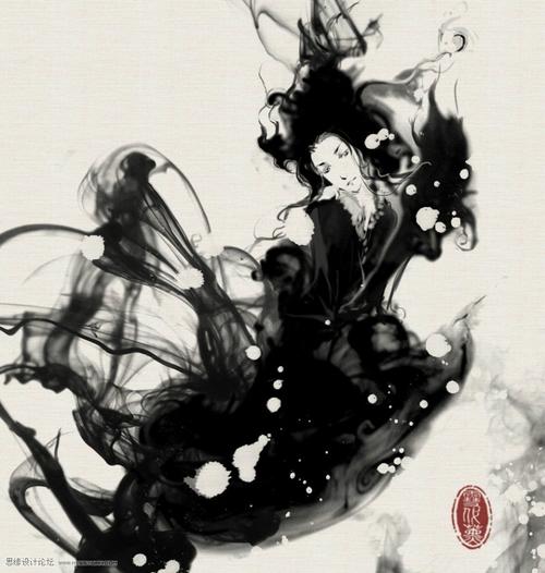 求像这个类型的带点墨色的古风图片