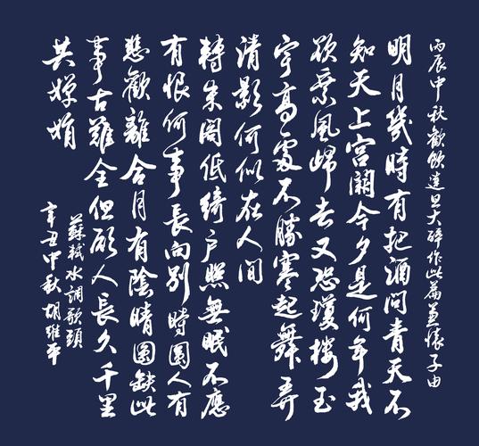 胡维平行书作品 苏轼《水调歌头 明月几时有》