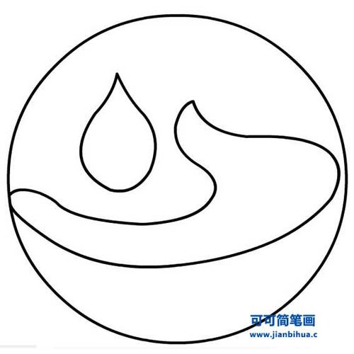 简笔画国家节水标志的画法,中国节水标志是由水滴,手掌和地球变形而成