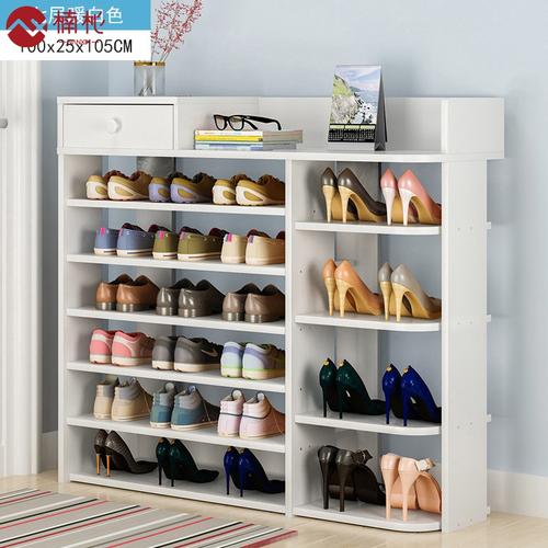 楠杺鞋柜鞋架简易多层收纳鞋柜简约现代家用经济型实木色置物架子大