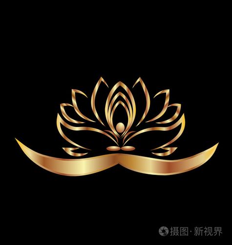 金色程式化莲花瑜伽祷告标志