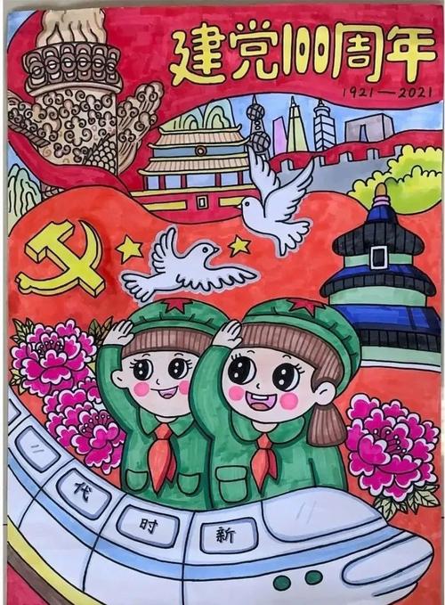 2021庆祝建党100周年主题优秀儿童画,你绝对用得上75副