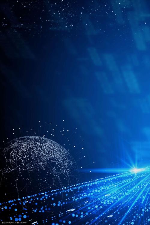 蓝色简约科技光效线条合成背景