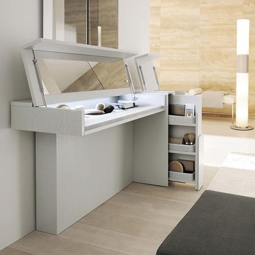 梳妆台简约现代卧室折叠翻盖镜子高抽屉桌子化妆柜意大利家具定做