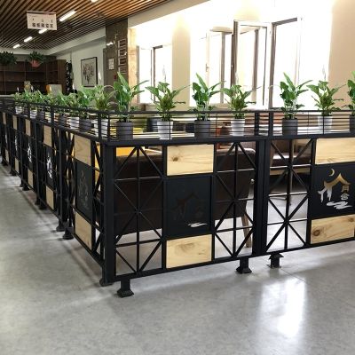 铁艺钢化玻璃隔断装饰创意饭店隔断墙半截餐馆绿植屏风花架矮隔断