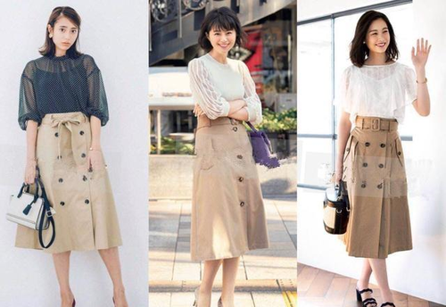 卡其色裙子搭配什么上衣?学会这9种穿搭的女性,美丽不