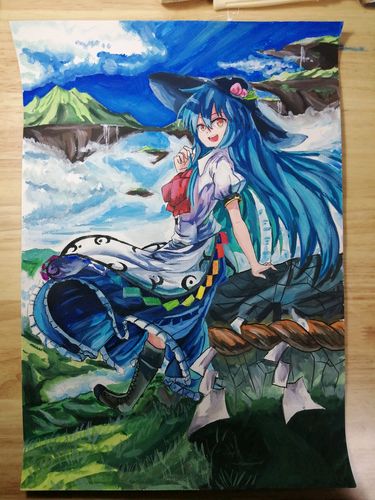水粉画——比那名居天子绘画过程