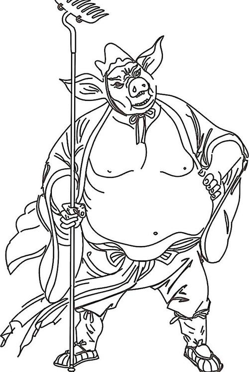 我想用素描画猪八戒怎么画