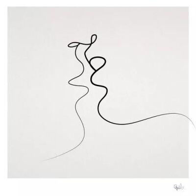 louis擅长用连续不间断的一笔作画,连贯的线条将人物形象惟妙惟肖地