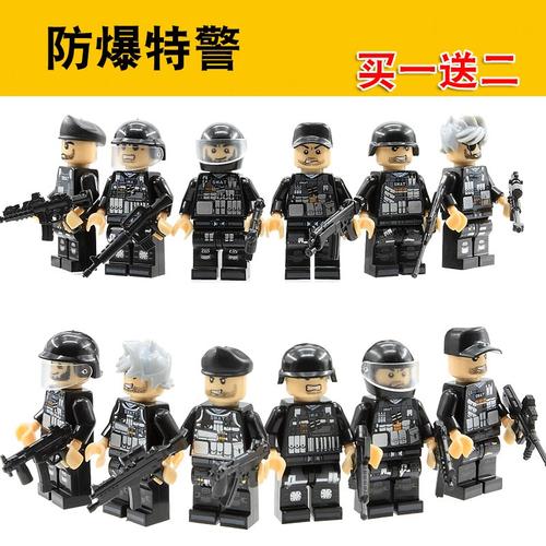 兼容乐高反恐特种兵中国维和部队军人防爆特警全套小人仔拼装玩具