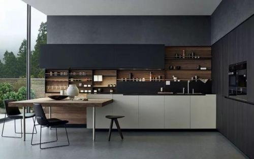 在极简主义盛行的今天,看似复杂的厨房设计也可以高级灰的装饰下,呈现