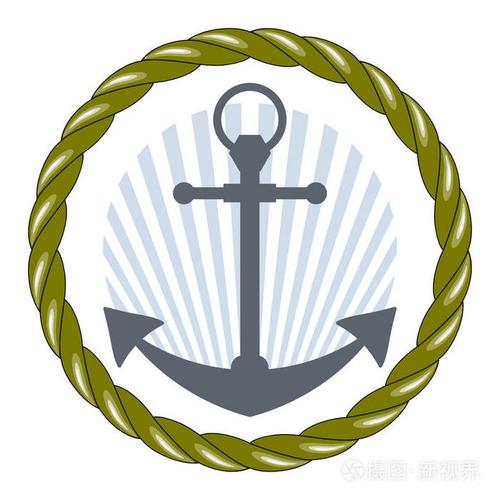 船上标志锚绳索框架中锚杆的矢量标志图像