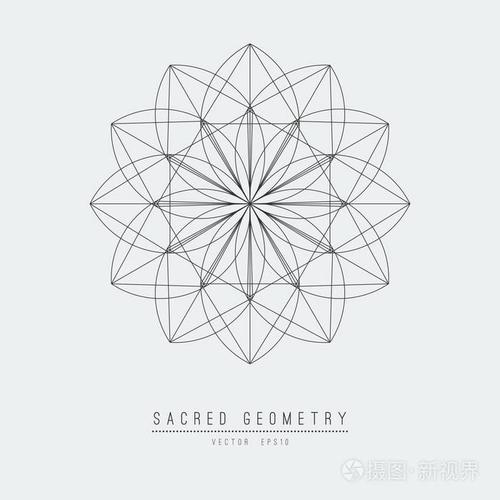 神圣几何线矢量元素生命之花.矢量插图