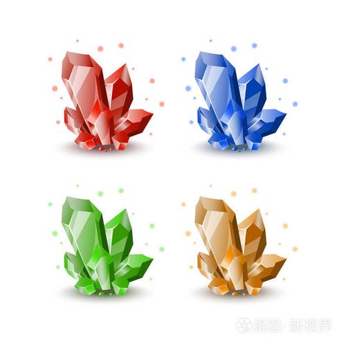 宝石图标.幻想游戏界面的宝石.卡通水晶套装