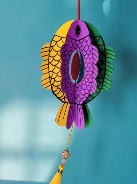 简单的新年手工挂饰年年有余,和孩子一起做起来吧#少儿美术#秒懂创意