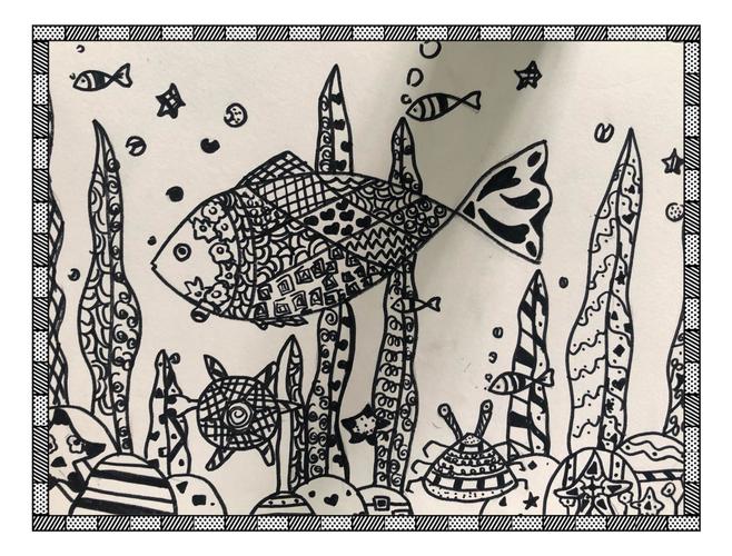 线描画《海底世界》作品赏析