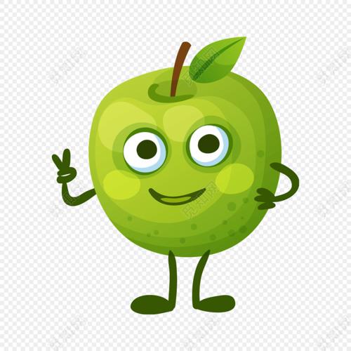 卡通青苹果拟人化卡通素材