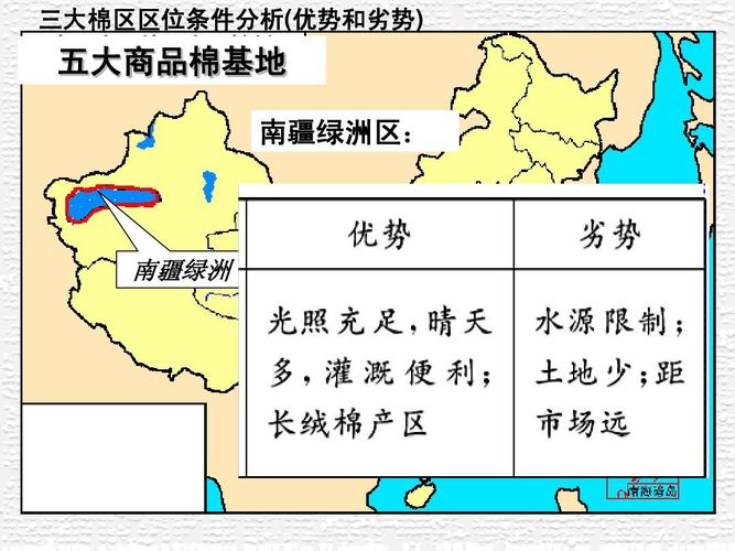 中国的农业 三大棉区区位条件分析(优势和劣势) 五大商品棉基地 南疆