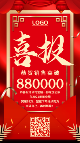 红金喜庆企业销售喜报海报