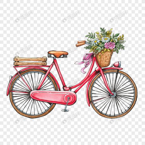 手绘水彩卡通自行车