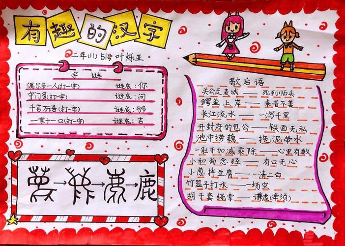二年级学做汉字的演变手抄报