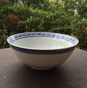 特价景德镇陶瓷碗8/9英寸 玲珑碗釉下彩青花碗米粒大面汤碗饭碗