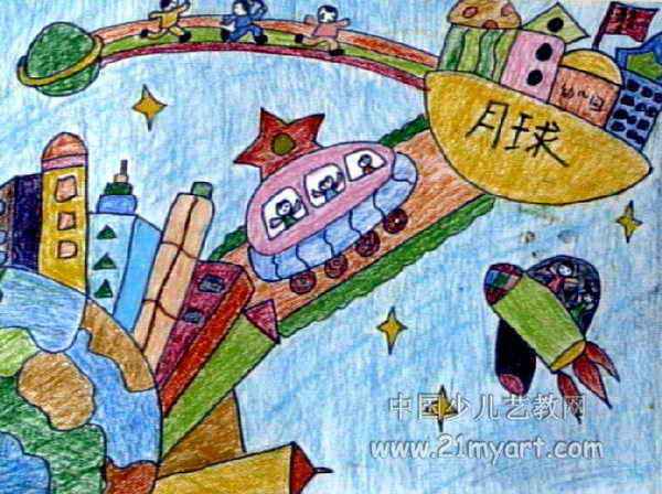 月球幼儿园儿童画