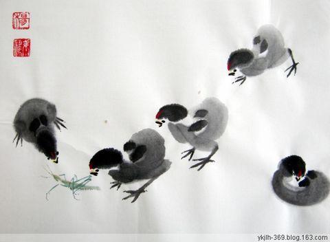 试笔国画小鸡 欢迎朋友评说(原创)