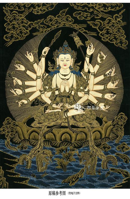 唐卡描金准提佛母画稿佛像涂色diy手绘自己diy