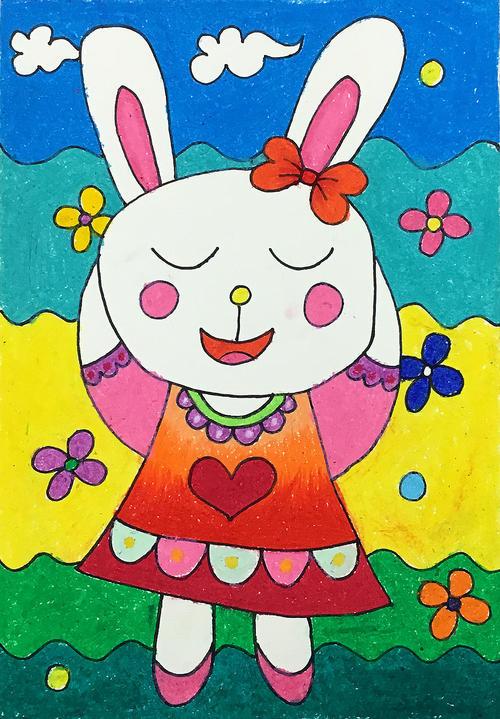 小兔子油画棒简笔画