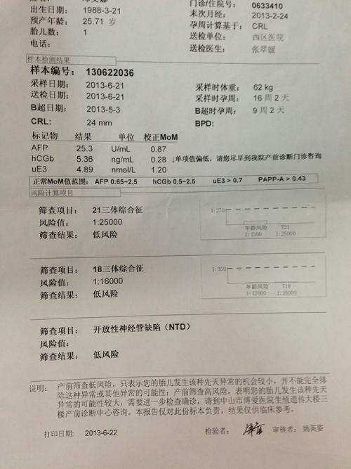 求救啊,各位大神,这个是老婆产前检查的报告单,有一项